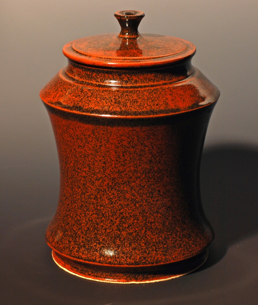 Large Persimmon Canister by Promethean Pottery