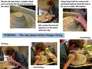 Robert trimming a bowl. Promethean Pottery